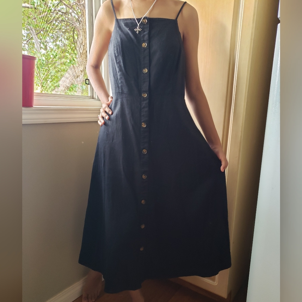 Old navy linen blend black Spaghetti strap dress